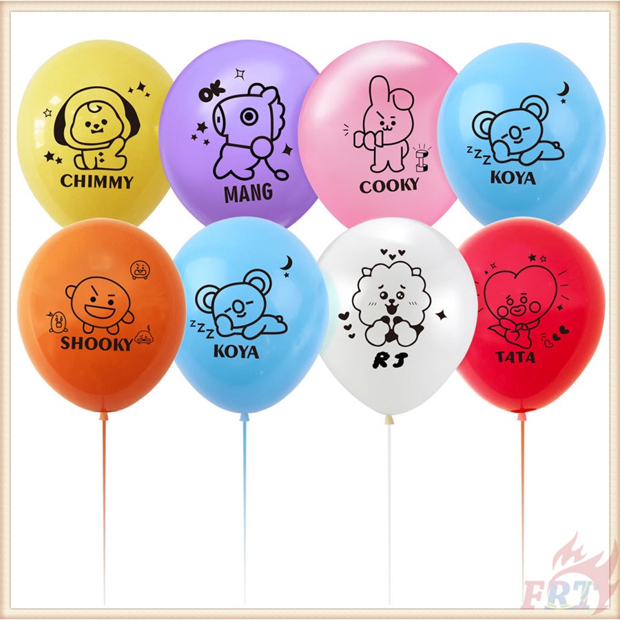 Bóng bay cao su 12inch in hình BT21 BTS để trang trí cho tiệc sinh nhật