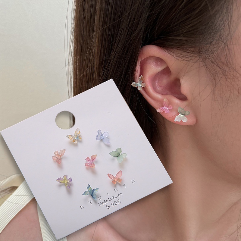 Set Bông Tai Nhựa Trong Suốt 8 Màu Phong Cách Hàn Quốc