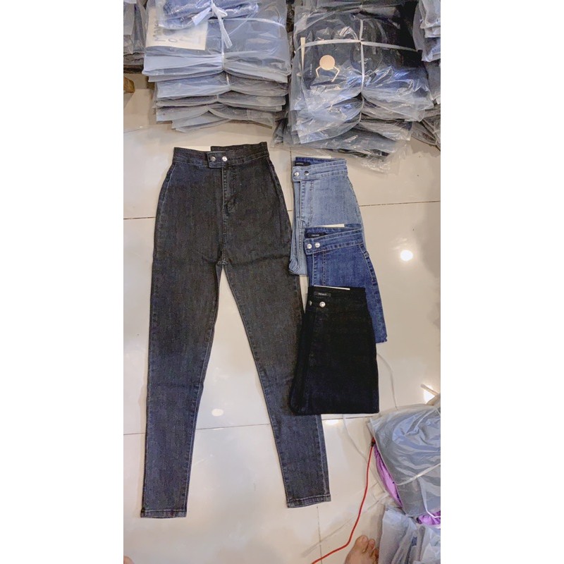 Quần jean lưng cao núc bấm | BigBuy360 - bigbuy360.vn
