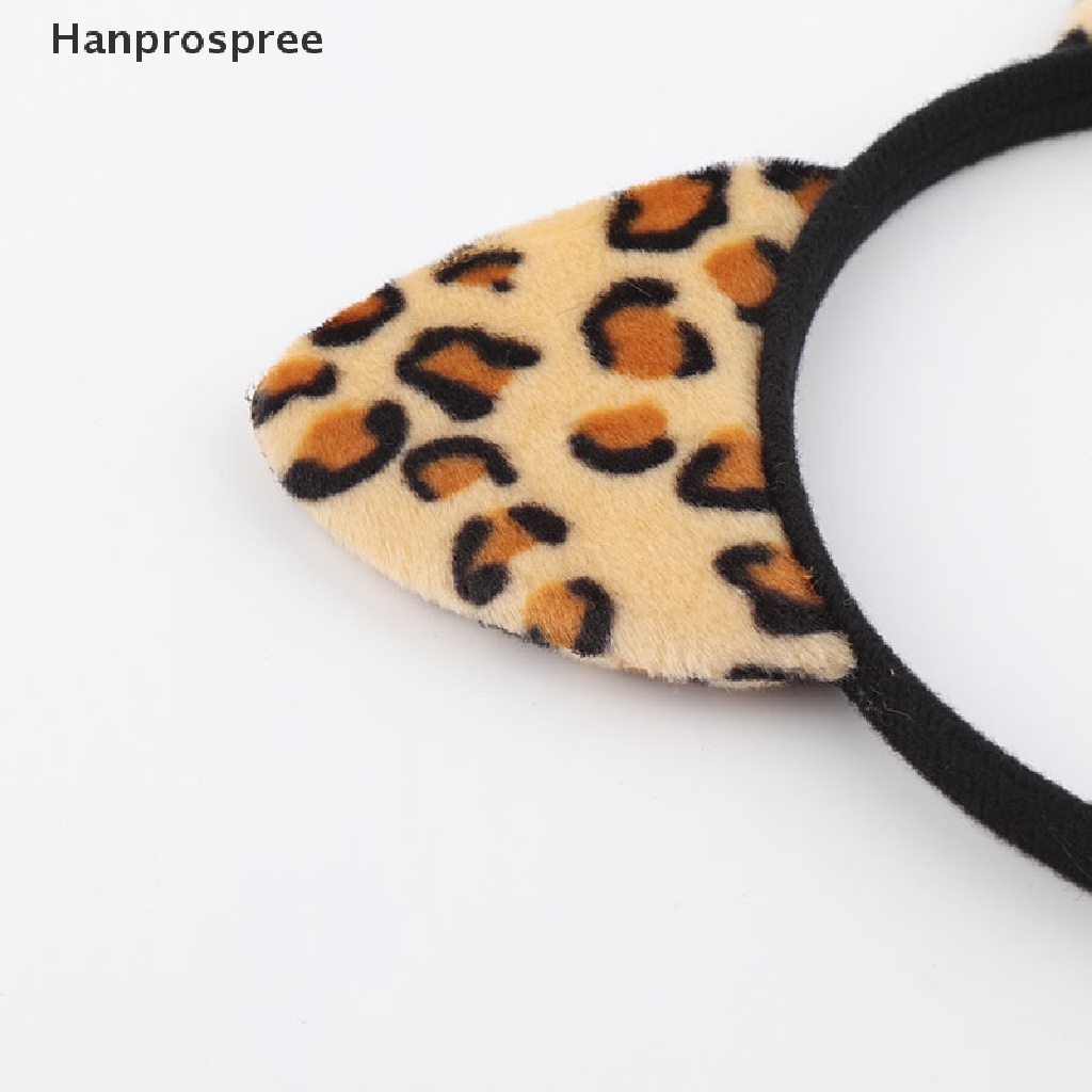 Băng Đô Cài Tóc Tai Mèo Phủ Lông Họa Tiết Da Báo / Hổ Dễ Thương Cho Bạn Gái