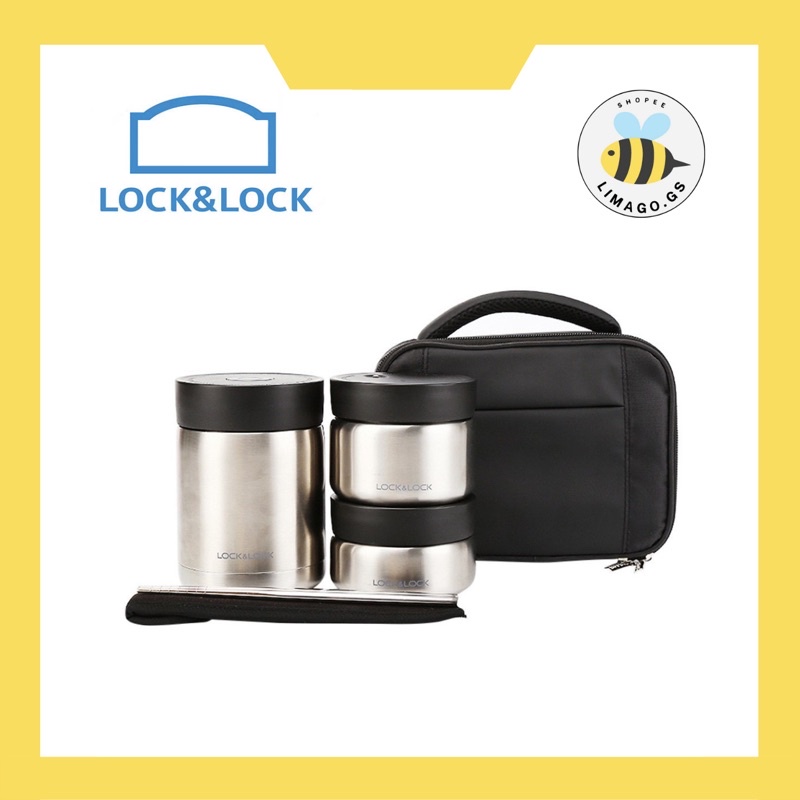 Bộ Hộp Cơm Giữ Nhiệt Thép Không Gỉ Lock&Lock LHC8031SLV-OCH - Bạc - Hàng Chính Hãng
