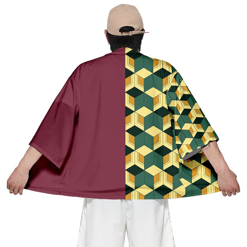 Áo khoác haori dáng rộng hóa trang nhân vật Tomioka Giyuu trong anime Kimetsu no Yaiba phong cách Nhật Bản