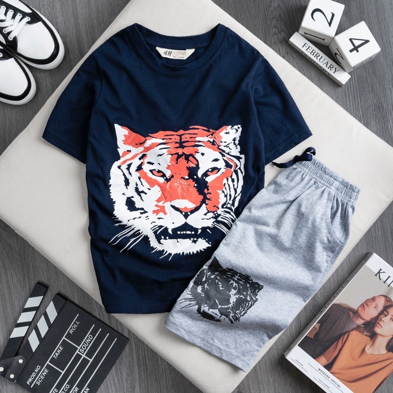 Bộ hm bé trai cotton sz đại Janeshop, Set quần áo cộc mùa hè size 6-16