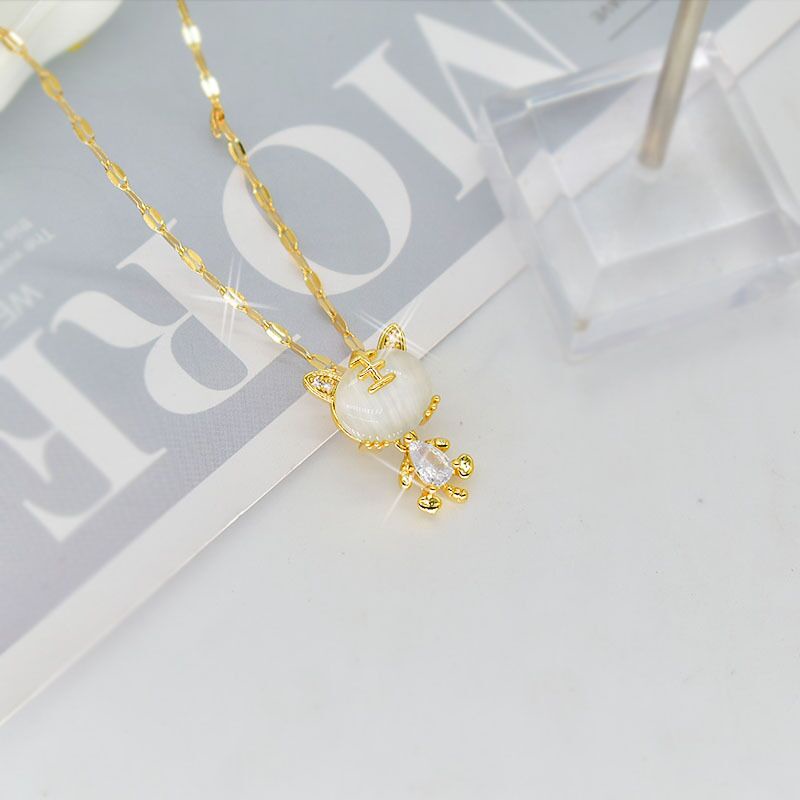 VÒNG CỔ TITAN KHÔNG GỈ NỮ Mặt Hổ Linh Vật Mặt Dây Chuyền Vàng 18K Đồ Trang Sức Hàn Quốc