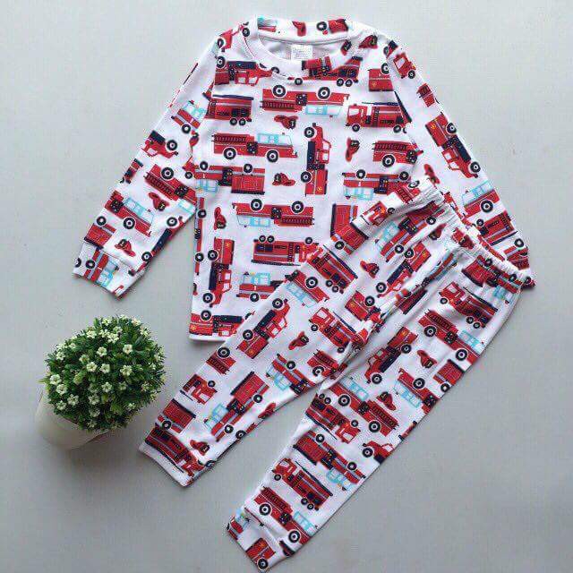 Bộ Cotton dài tay hình Ô tô cho bé trai
