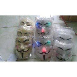 (PHÁT SÁNG) Mặt nạ hacker màu trắng phát sáng 7 màu cực đẹp độc đáo hóa trang halloween trung thu lễ hội