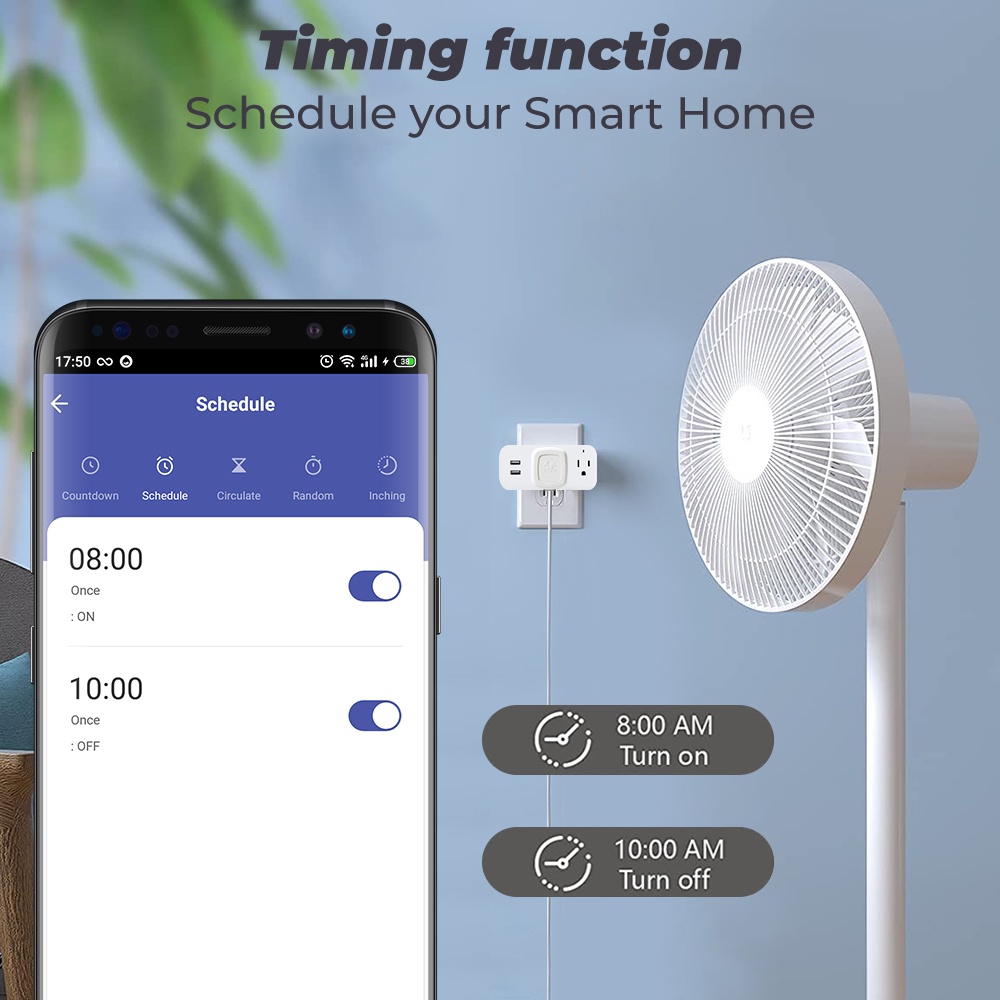 Phích cắm thông minh SMATRUL Tuya kết nối wifi có cổng USB 16A hỗ trợ hẹn giờ/điều khiển giọng nói/Google Home Alexa