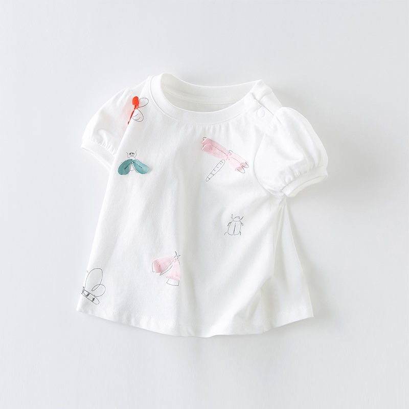 Áo Thun Cotton Mỏng Tay Ngắn Phong Cách Mới Cho Bé Gái