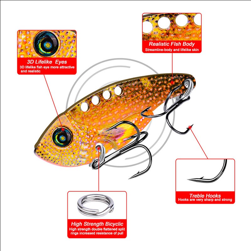 Mồi câu cá VIB 55mm nặng 11g mồi câu lure cá lóc, cá chẽm lưỡi BKK mắt 3D màu sắc tùy chọn MOI-3
