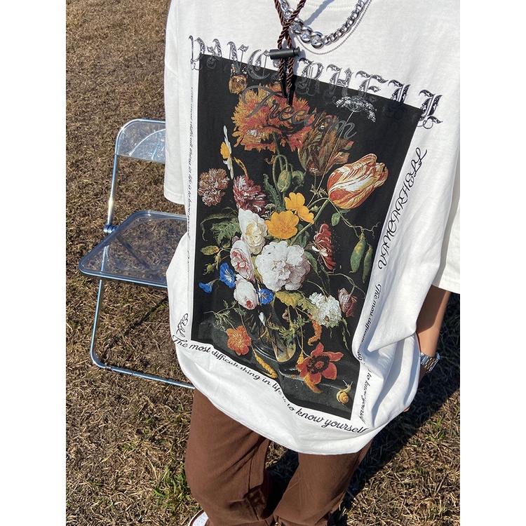 Porozi Áo thun  tay ngắn cổ tròn in họa tiết phong cách Hàn Quốc thời trang dành cho nữ