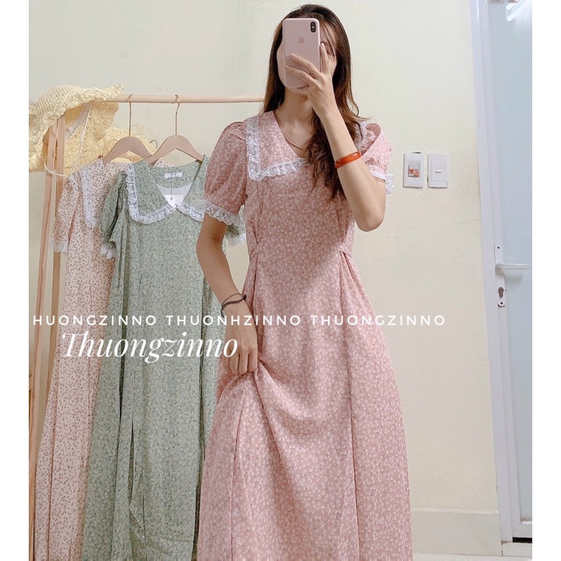 [Ảnh thật/Video]Váy hoa vintage cộc tay Thanh Lịch thiết kế cổ sen thêu hoa Đầm ulzzang hai lớp có thắt nơ eo | BigBuy360 - bigbuy360.vn