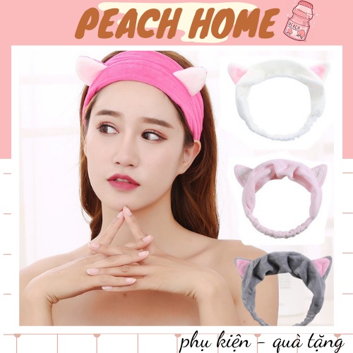 Băng Đô Rửa Mặt Tai Mèo Vải Nhung Cute Turban Cài Tóc Cho Nữ Tai Thỏ Xinh Xắn Dễ Thương Phong Cách Hàn Quốc