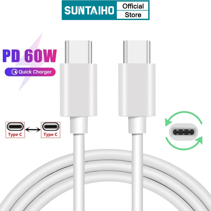 Cáp Suntaiho QC 4.0 3.0 PD 60W USB Type-C Sang Type-C Cho Samsung Galaxy Note 10 9 8 S10 S9 S8+ A70 A50 Iphone 12