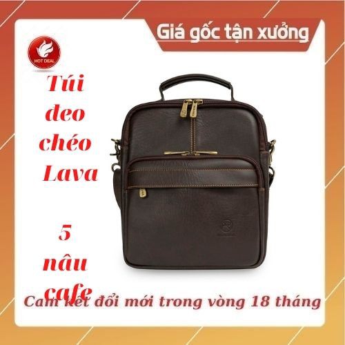 [Hàng cao cấp bảo hành 18 tháng] Túi đeo chéo Lava 5 nâu cafe cao cấp