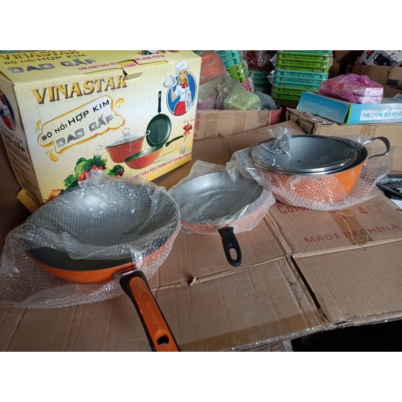 bộ nồi chảo hợp kim cao cấp sử dụng được bếp từ/ hồng ngoại