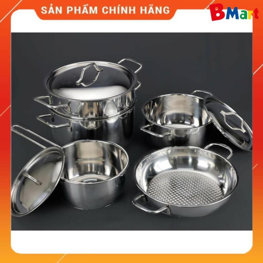 [FreeShip]  Bộ nồi FIVESTAR 5 chiếc 3 đáy nắp inox  - BM