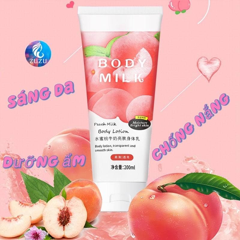 [ Hot Tiktok ] Kem Sữa Dưỡng Thể Trắng Da, Chống Nắng Toàn Thân Trái Đào Pure Milk Body Lotion Hương Nước Hoa