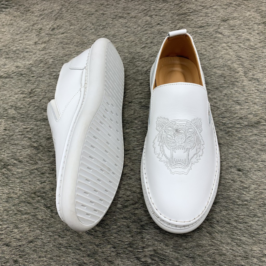 Giầy lười nam da bò 2 loại trơn và thêu chất đẹp, giầy lười thiết kế thời trang