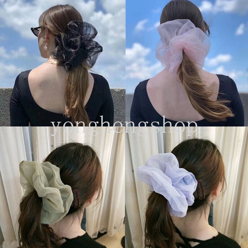 Dây Buộc Tóc Vải Voan Co Giãn Cỡ Lớn Thời Trang Cho Nữ