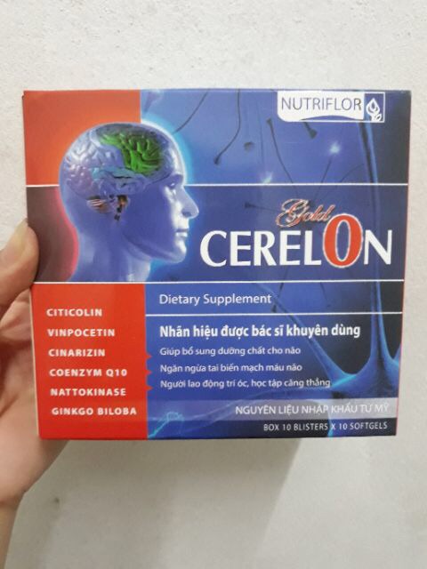 (Nhà Thuốc) HOẠT HUYẾT DƯỠNG NÃO CERELON GOLD TĂNG CƯỜNG TUẦN HOÀN MÁU NÃO, GIẢM TAI BIẾN MẠCH MÁU NÃO HỘP 100 VIÊN