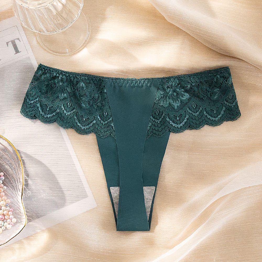 OCEANMAP Quần Lót Lụa Mềm Mại Lưng Thấp Phối Ren Quyến Rũ Cho Nữ