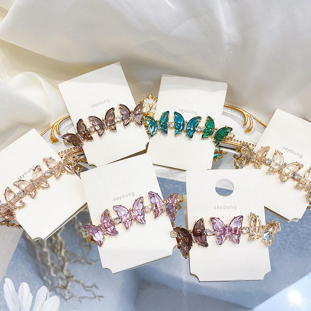 Daron Kẹp Tóc Bằng Thủy Tinh Tươi Mới Hợp Thời Trang|Kẹp Tóc Hình Bướm Ngọt Ngào