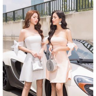 Đầm xòe tay nơ cúp ngực đầm thiết kế