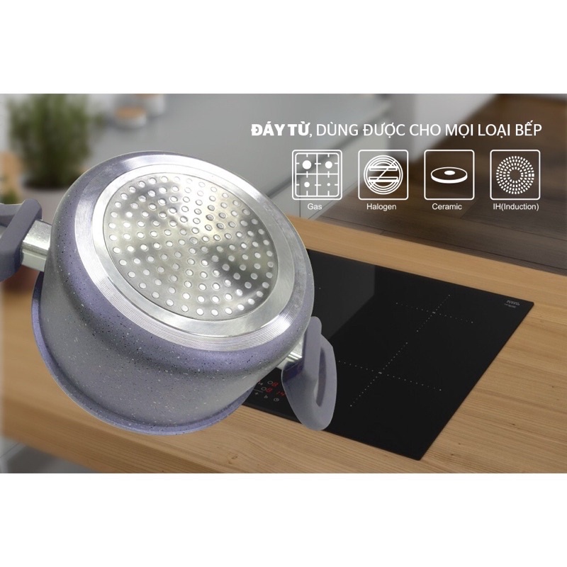 Nồi  đá đáy từ SUNHOUSE SHGMMC size 16,20,24cm dùng được mọi loại bếp
