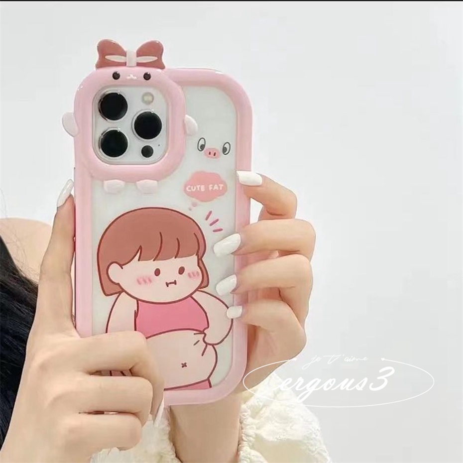 Ốp Điện Thoại Mềm Hình Cô Gái Màu Hồng Cho iPhone 14 13 12 11 Pro Max SE2020 X XR Xs Max 7 8 6 6s Plus