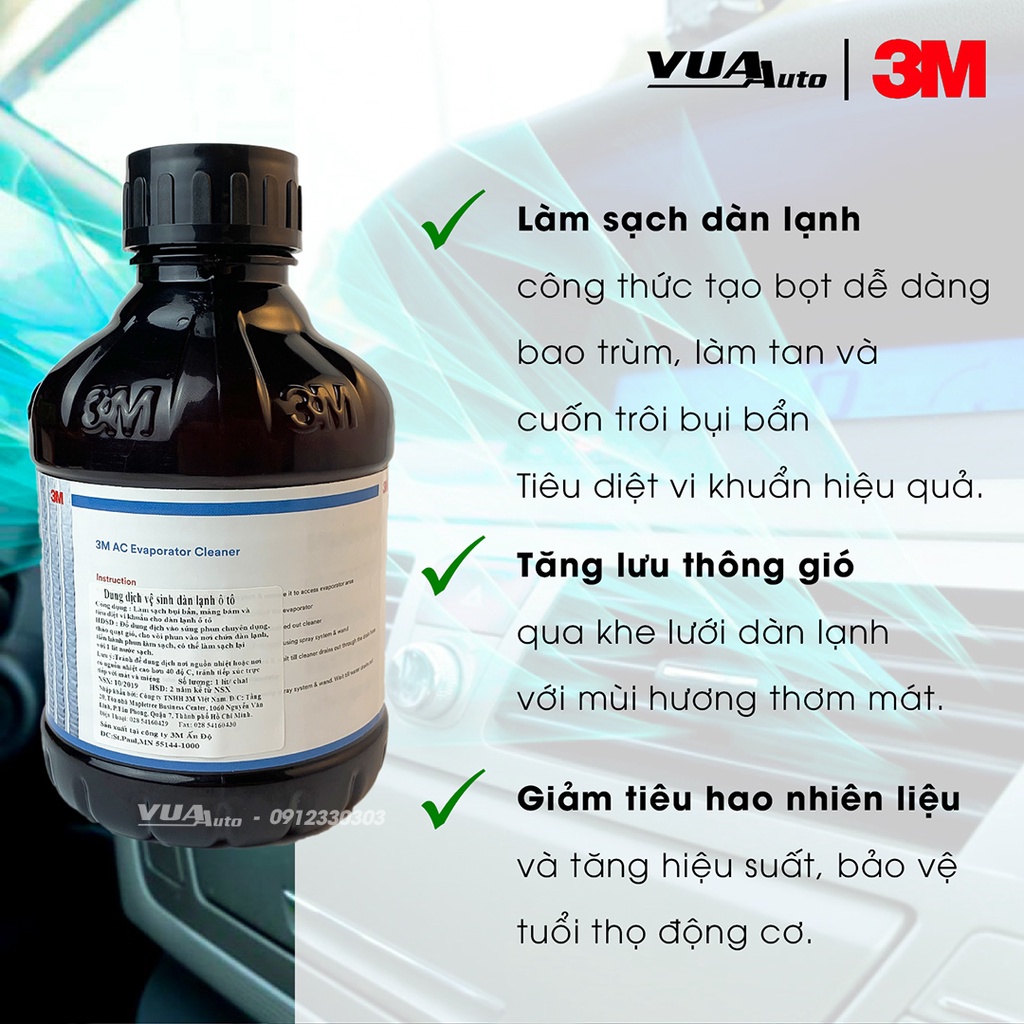 3M – DUNG DỊCH VỆ SINH DÀN LẠNH Ô TÔ  3M Evaporator Cleaner 1L