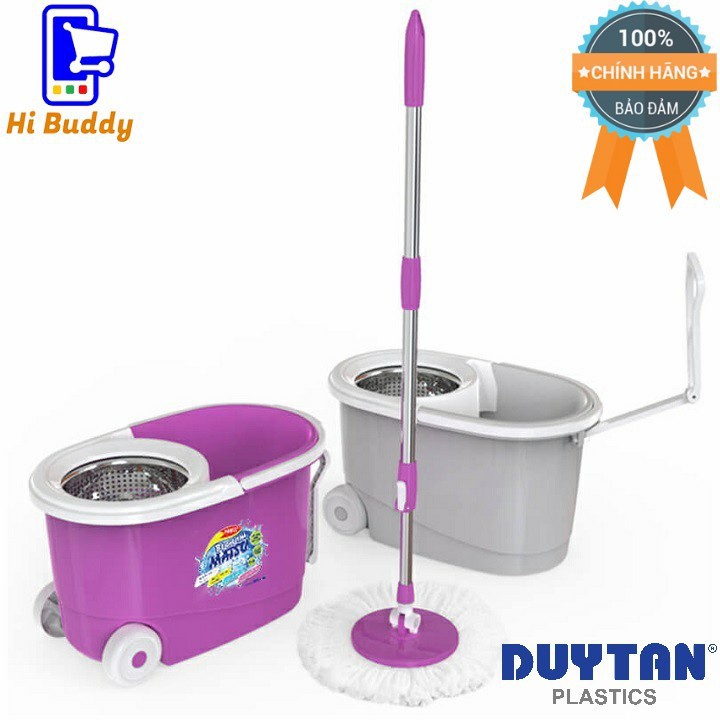 Bộ lau nhà Matsu 11 lít Duy Tân có bánh xe, mâm inox