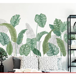 Decal Tranh Dán Tường Hàn Quốc Không Gian Xanh Lá Nhọn B1027