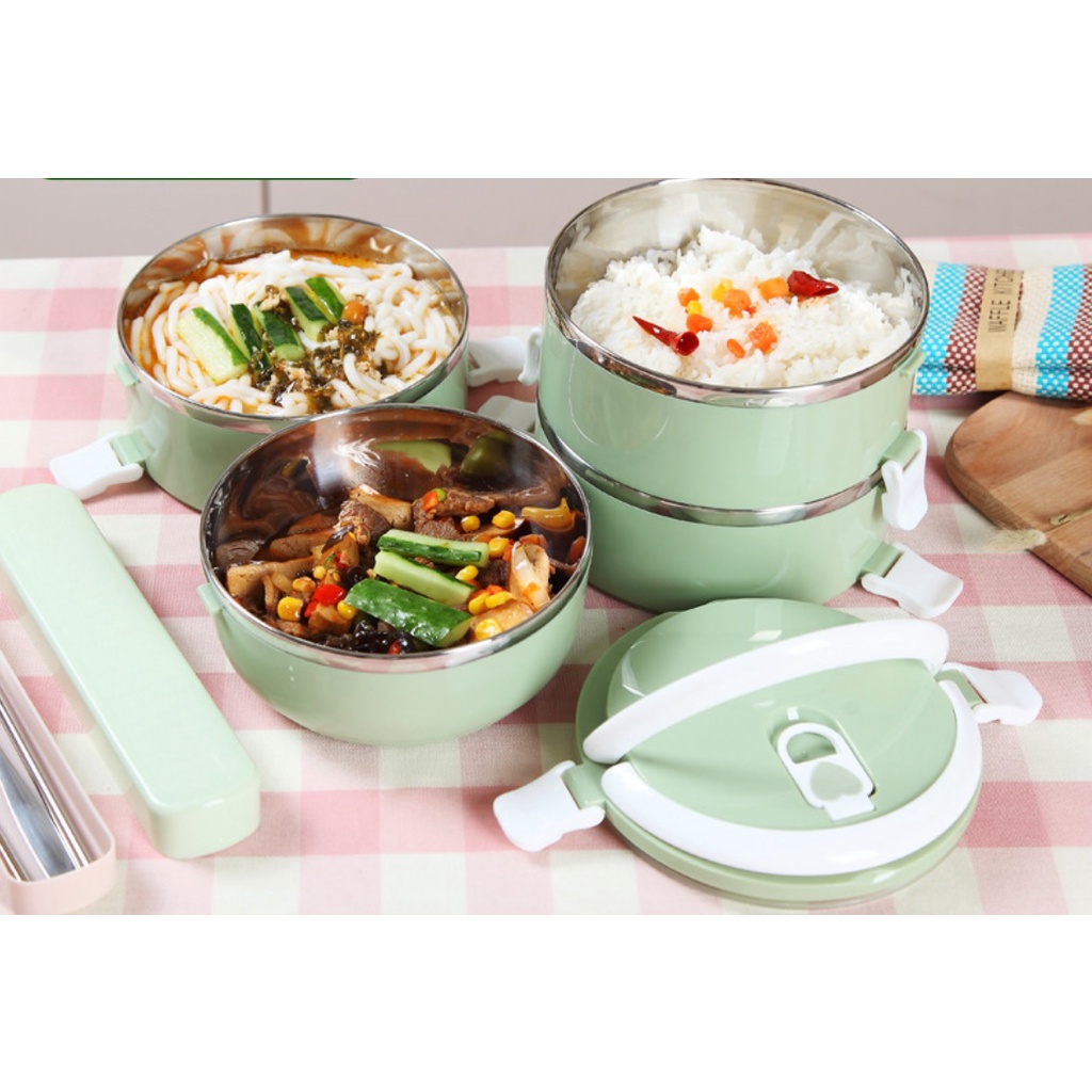 Hộp Đựng Cơm Văn Phòng Lúa Mạch 4 Tầng Lõi Inox Giữ Nhiệt Siêu Tiện Lợi  - Cặp Lồng Cà Mên Chất Liệu Lúa Mạch Cao Cấp