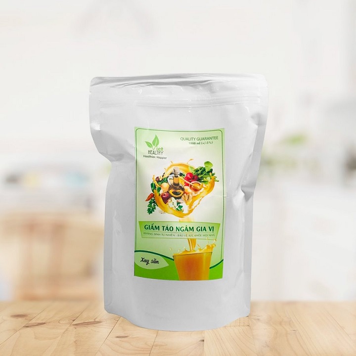 Kháng sinh tự nhiên (Giấm táo ngâm gia vị) Viet Healthy xay sẵn túi tiện lợi 1 lít