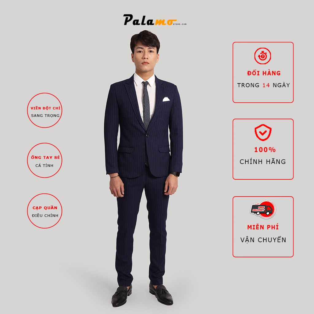 Vest cưới cao cấp PALAMO PLV1005, full size 45 - 95kg, form REGULAR FIT dễ mặc, 2 lớp, viền đột, xẻ ống tay, BH 6 tháng