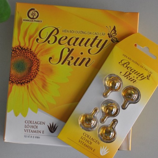 BEAUTY SKIN VIÊN BÔI DA DƯỠNG ẨM, CHỐNG NẮNG, CẢI THIỆN TÌNH TRẠNG NHĂN DA (vỉ 5 viên)
