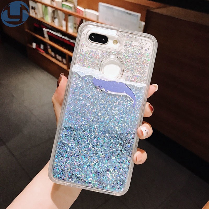 Whale fluid mobile phone case xiaomi Redmi note 7 note 8 note 8pro note 8T note 9S CC9pro/note 10 K30/K30pro 8A 9C 9A 9 Flowing Liquid Floating Luxury Bling Glitter Sparkle Soft Case Cover