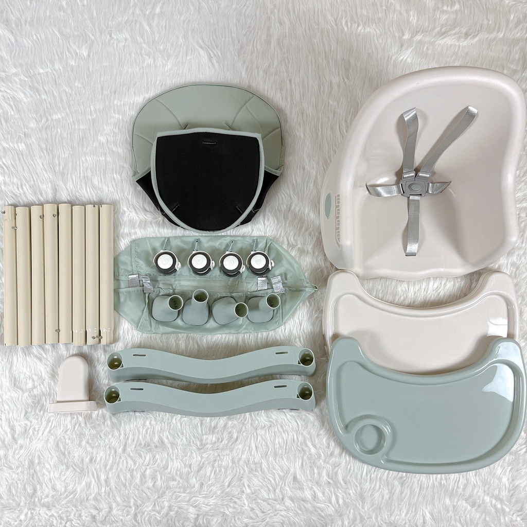 Ghế ăn dặm cho bé  9BABY chính hãng có bánh xe,gấp gọn,điều chỉnh độ cao an toàn tiện sử dụng đầy đủ phụ kiện đi cùng