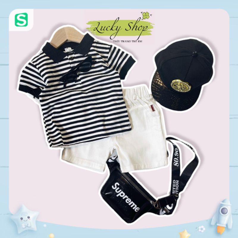 🔰🔰 SET ÁO THUN KẺ SỌC QUẦN ĐÙI KAKI BÉ TRAI 🔰🔰