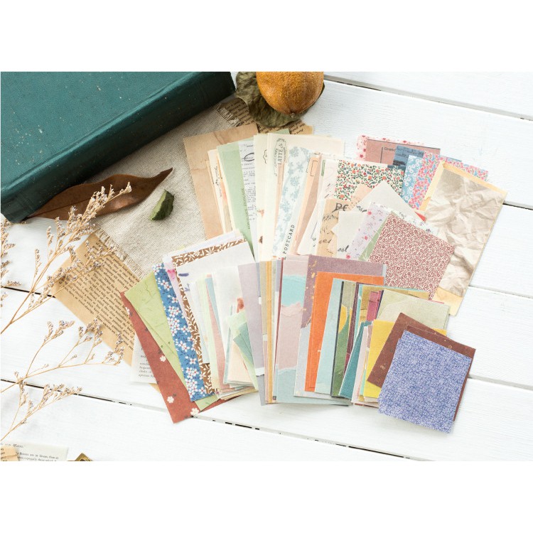 Set 60 tờ giấy nền trang trí sổ Bullet Journal phong cách vintage