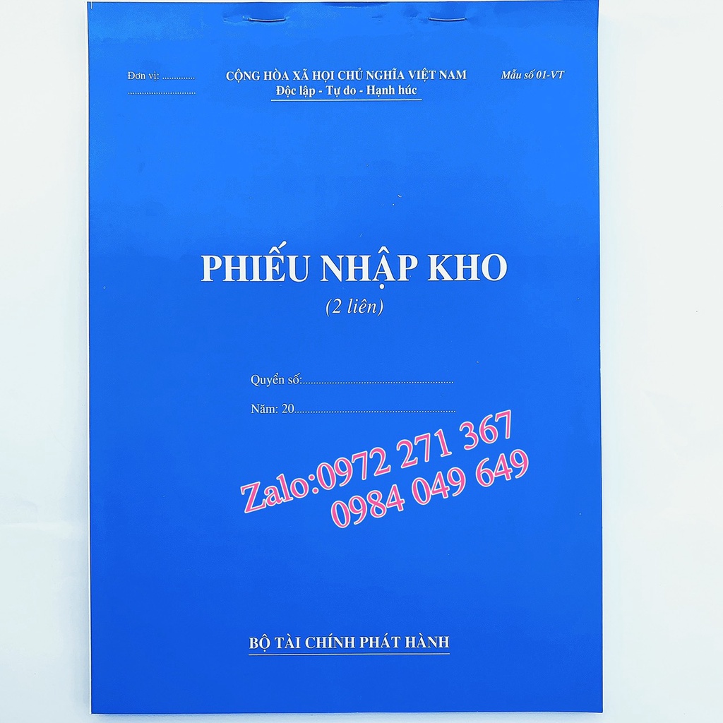 Phiếu nhập kho, Phiếu xuất kho A4 2 liên 60 tờ, 100 tờ