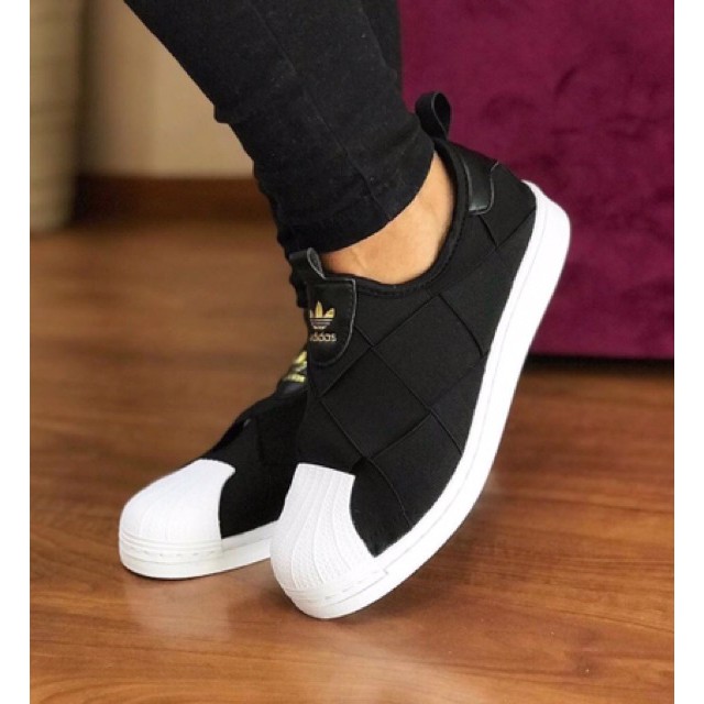 Giày Nữ Sneaker Adidas 🔴FREESHIP🔴 Adidas Superstar Slip On W Core Black Gold - Giày Thể Thao Nữ Adidas Chính Hãng 2021