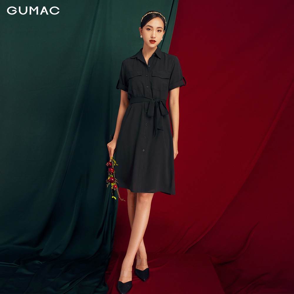 Đầm suông nữ GUMAC form sơ mi 2 túi, thiết kế thoải mái đủ size DB176 | BigBuy360 - bigbuy360.vn