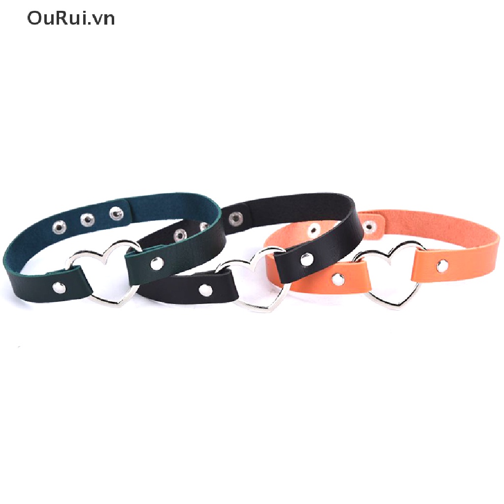 Vòng cổ choker da PU mặt trái tim thời trang cho nữ