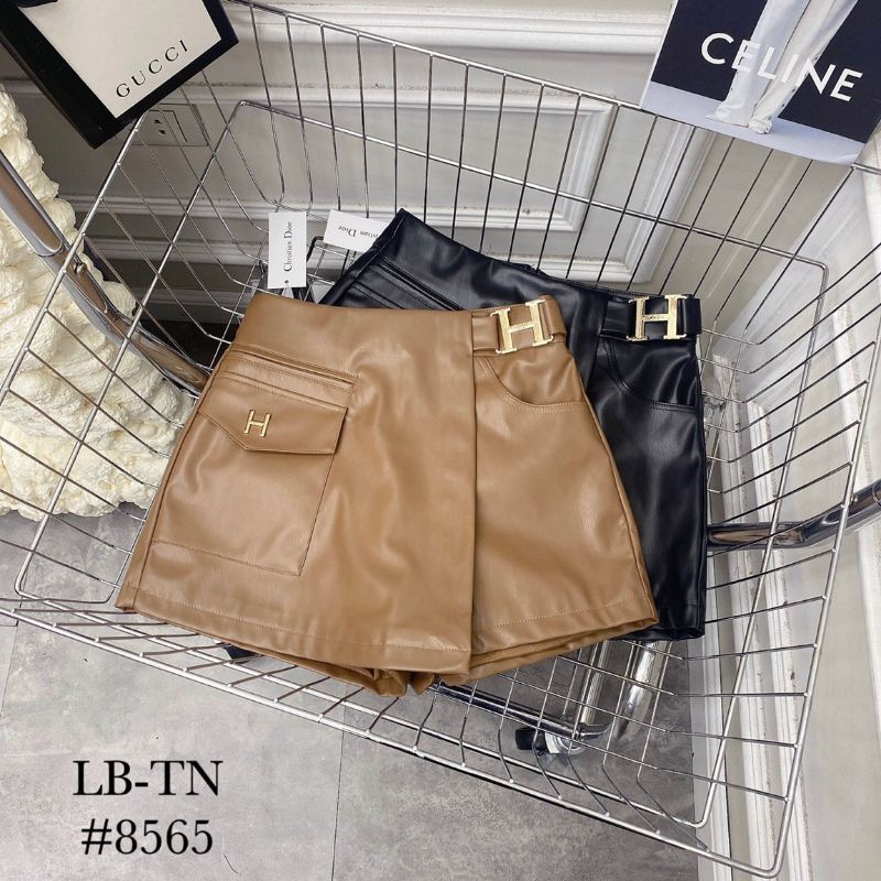 Quần váy da vạt lệch chữ H