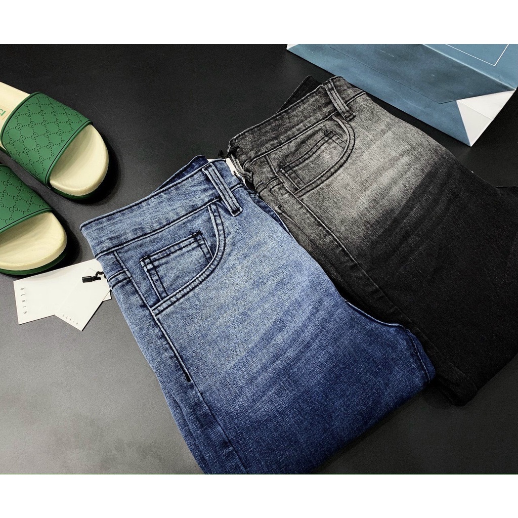Quần jean nam dài, quần bò nam phối hai màu phong cách cá tính chất co dãn thoải mái hàng y hình [ẢNH THẬT]