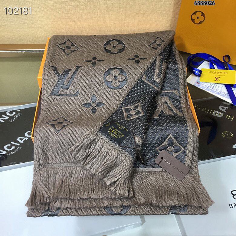 Khăn Choàng Len Lv Hai Màu Nâu