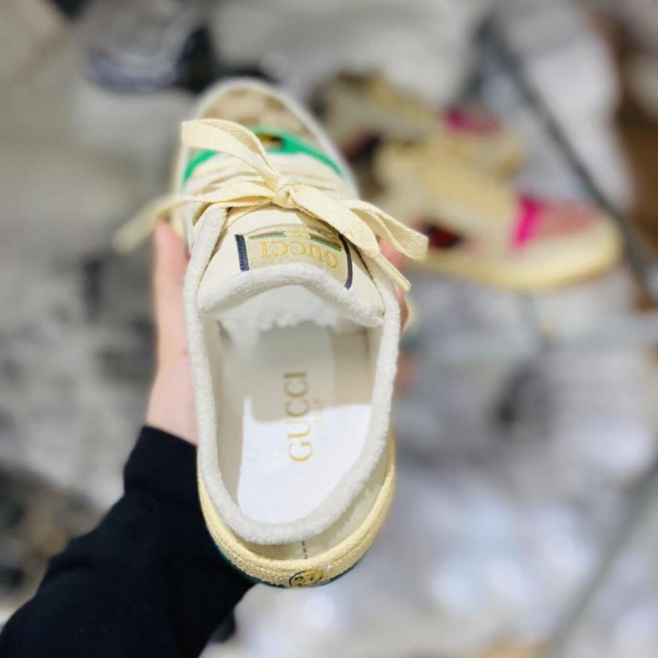 Giày sục nữ 𝐆𝐮𝐜𝐜𝐢 Hồng Xanh Tím, Sục Thể thao Sneaker  nữ 3 sọc GC cực chất hàng cao cấp 2022 Full Box Bill