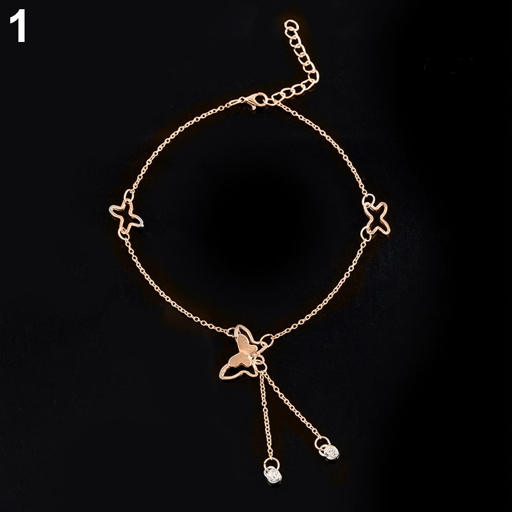 Lắc chân bằng hợp kim thiết kế mặt dây hình bướm thời trang xinh xắn cho nữ