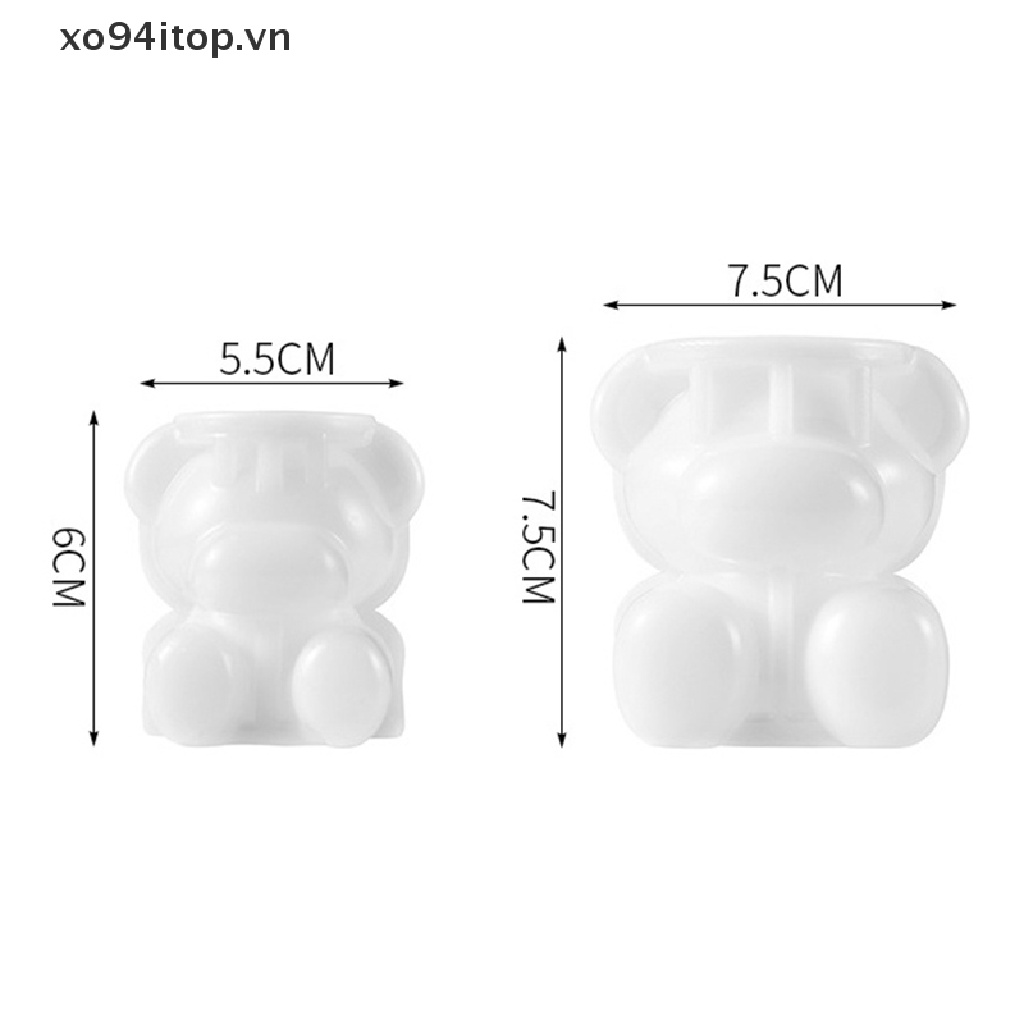 Xoitop Khuôn Silicon Làm Nến Thạch Cao Hình Gấu Ngồi Vị Trí Có Hương Hoa Hồng